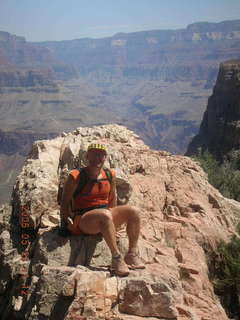 Plateau Point -- Mighty Colorado River -- Adam on rock ledge