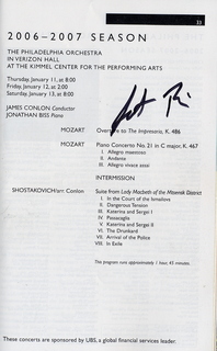Philadelphia Orchestra program 2007jan12 autographed