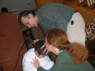 Gaby getting a haircut