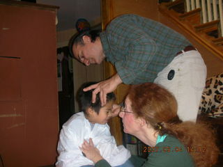 Gaby getting a haircut