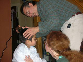 Gaby getting a haircut