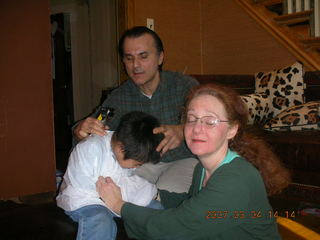 Gaby getting a haircut