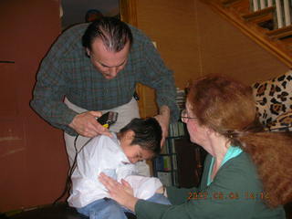 Gaby getting a haircut