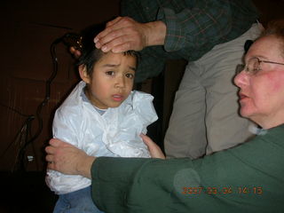 Gaby getting a haircut