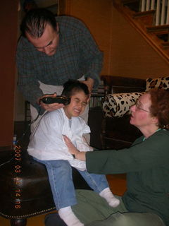 Gaby getting a haircut