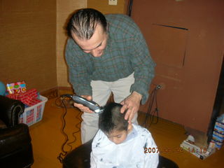 Gaby getting a haircut