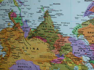 upside-down map of India and China