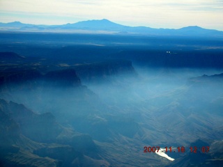 826 6bj. aerial - Grand Canyon - smoke from north rim