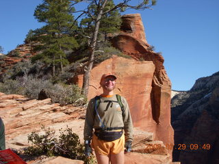 816 6ev. Zion National Park - Angels Landing hike - Adam with Angels Landing shirt