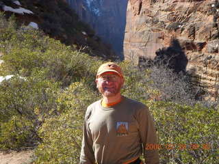817 6ev. Zion National Park - Angels Landing hike - Adam with Angels Landing shirt