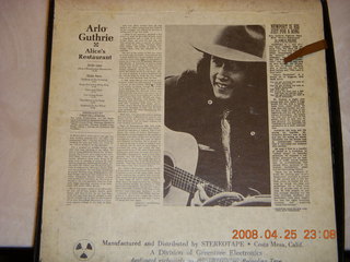 back of tape box signed by Arlo Guthrie