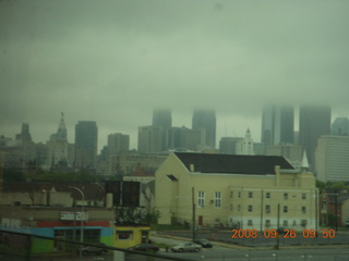 Philadelphia skyline disappearing into the clouds