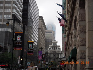 Philadelphia skyline disappearing into the clouds