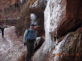 973 6qm. Zion National Park - Emerald Pools hike - Adam - icicles