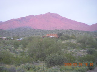 Cave Creek mine hike - sunset red glow on mountains