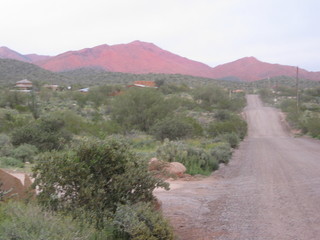 beth's pictures - Cave Creek mine hike - sunset red glow on the mountains