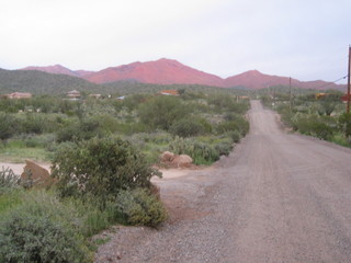 beth's pictures - Cave Creek mine hike - sunset red glow on the mountains