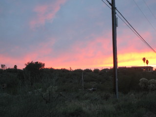 beth's pictures - Cave Creek mine hike - sunset red glow on the mountains
