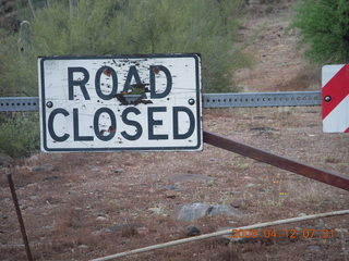 Red Creek airstrip run - Road Closed sign