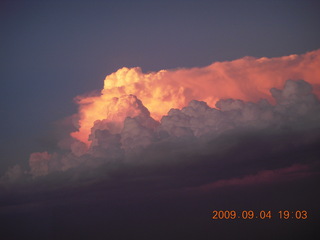 Blythe (BLH) fly-in - sunset shining on clouds