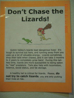 201 71d. Goblin Valley State Park - Don't Chase the Lizards sign