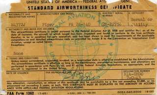N4372J airworthiness certificate