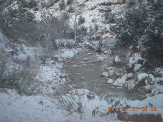 aerial - Virgin River and I-15 canyon in Arizona