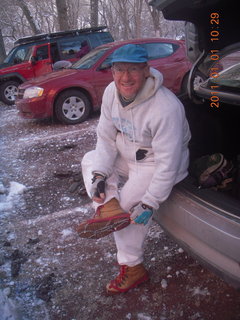 Zion National Park trip - Adam putting on crampons