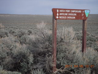 dirt road drive from Anticline Overlook - overlook signs