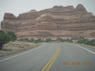 293 7j8. Canyonlands Needles drive in the haze