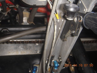 472 7ja. N8377W under instrument panel - cylinder temp gauge and controls chain tangle