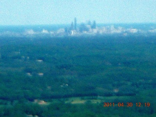 aerial - Philadelphia skyline far away
