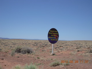 funky speed-limit sign on Meteor Crater Road