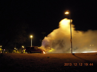 car on fire on Hayden Road on my bike ride home