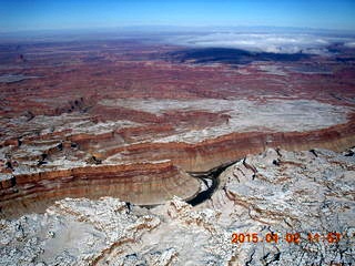 aerial - snow and clouds and canyon - Confluence of Green and Colorado Rivers