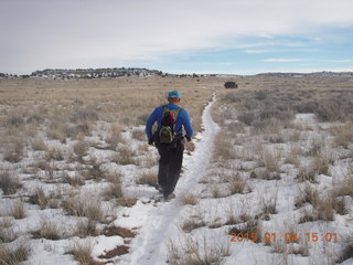 115 8v4. Canyonlands National Park - Lathrop trail hike - Adam running (back)