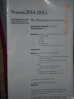 Philadelphia Orchestra - tuba piece and Mahler 5 program