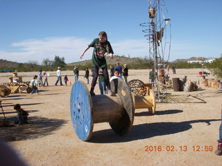 Motown - Arizona Flying Circus - girl balanced on cable spool
