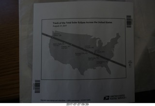 total solar eclipse map with the stamps