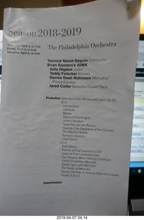 Kimmel Center - Verizon Hall - Philadelphia Orchestra + dancers - program