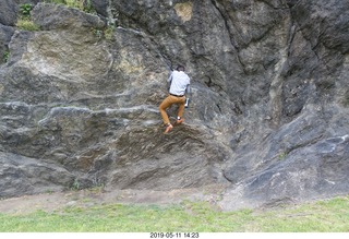 Philadelphia - river walk - Brian climbing a rock