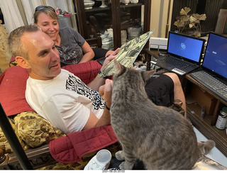 Jay and Julia Billings and cat Potato
