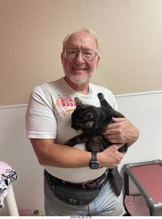cat Miss Pris in Halo rescue center + Adam