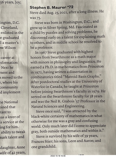 Princeton Alumni Weekly - Steve Maurer obituary