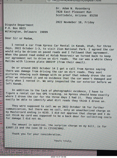 my letter to Mastercard Dispute Department