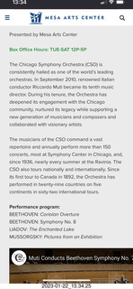Mesa Arts Center- Chicago Symphony with Riccardo Muti advertisement