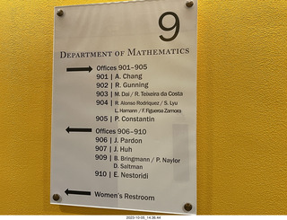 Princeton University - Fine Hall - 9th flloor sign