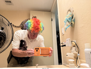 Adam on Halloween with pickle on my shoulders