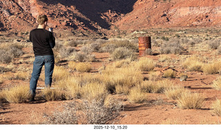 246 a2q. Utah - Happy Canyon airstrip area - Tyler taking  a picture of a rabbit