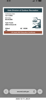 614 a2q. Utah Division of Outdoor Recreation - Tyler's license